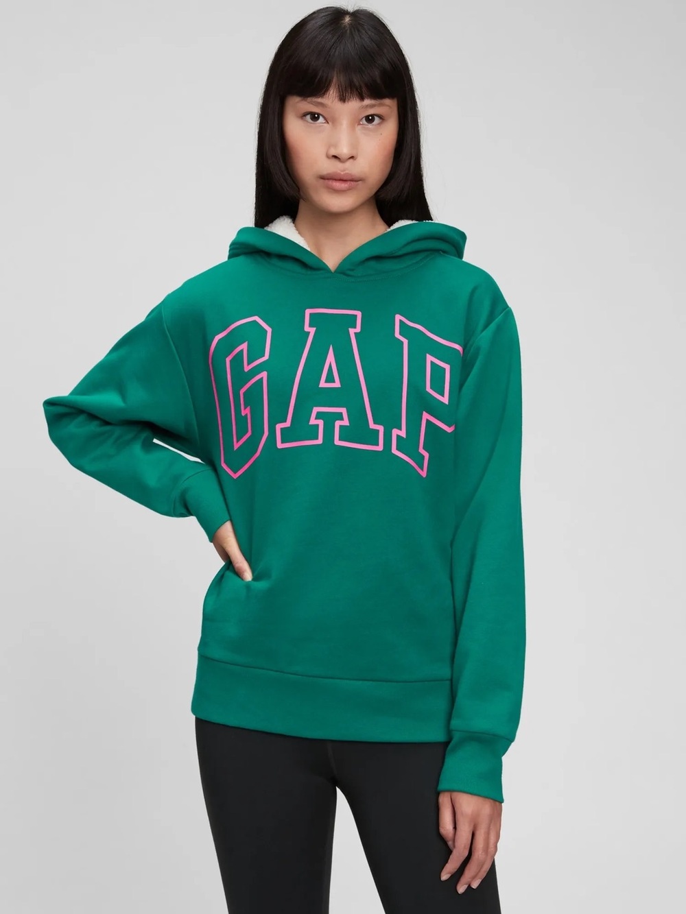 Gap Green Pink Arch Logo Hoodie Sweatshirt